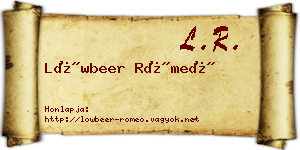 Löwbeer Rómeó névjegykártya